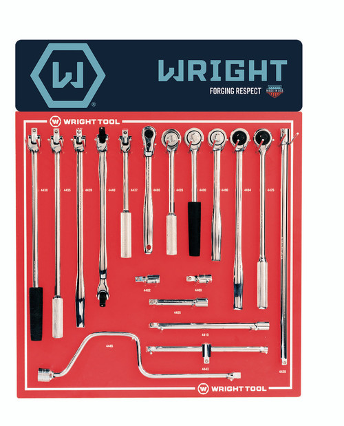 Wright Tool Set of 17 1/2 in Drive SAE Polished Fractional Handle and Attachment Display