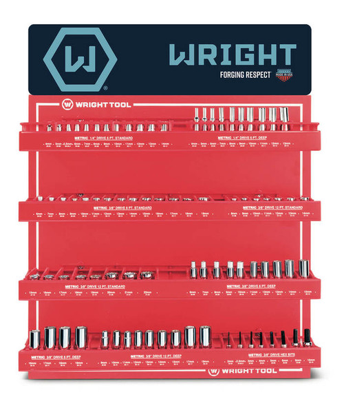 Wright Tool Set of 79 1/4 in, 3/8 in Drive 6, 12-Point Metric Polished Socket with Display