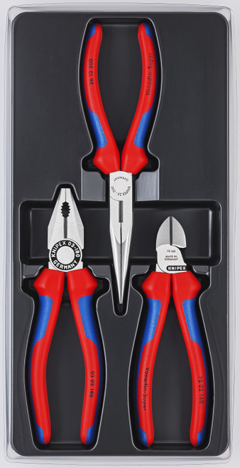 Knipex 00 20 11 KN | 3 Pc Multi-Component Combination, Long Nose, Diagonal Set