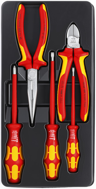 Knipex 00 20 13 KN | 5 Pc Insulated Set 2 Pliers, 3 Wera Screwdrivers