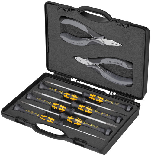 Knipex 00 20 18 ESD KN | 8 Pc Electronics ESD Tool Set ESD In Plastic Case with Molded Foam