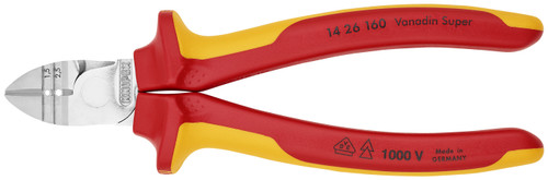 Knipex 14 26 160 KN | Diagonal Cutting Pliers w/ Stripper, 1000V Insulated