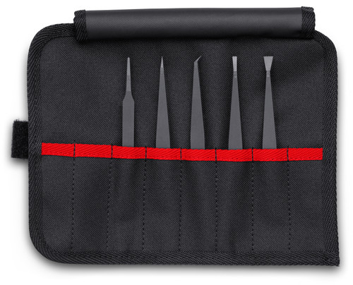 Knipex 92 00 05 ESD KN | 6 Pc Plastic Tweezer Set in a Tool Roll, ESD