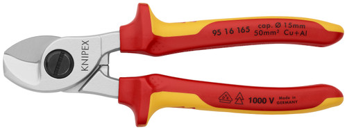 Knipex 95 16 165 KN | Cable Shears, Chrome, 1000V Insulated