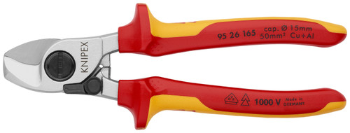 Knipex 95 26 165 KN | Cable Shears, Chrome, 1000V Insulated