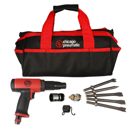 Chicago Pneumatic CP7165K - Kit - 0.401 Inch (10.2mm) Air Short Hammer, Round Shank, Low Vibration, Stroke 3.5 in / 89 mm, Bore Diameter 0.75 in / 19 mm - 2500 Blow Per Minute 8941071651