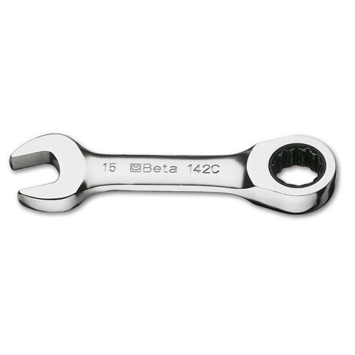 Beta Tools 10 x 10, 12 Point Ratcheting Combination Wrench, Stubby