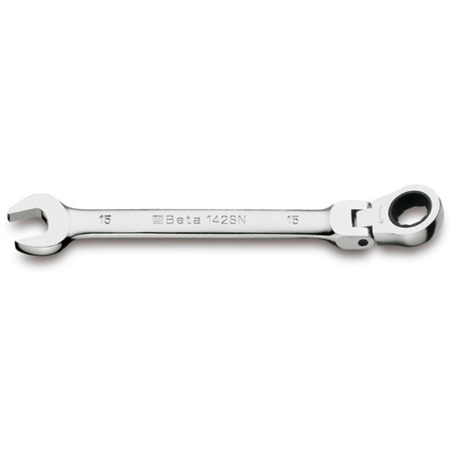 Beta Tools 13 x 13, 12 Point Flex Head, Ratcheting Combination Wrench, Chrome-Plated