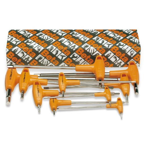 Beta Tools Set of 8 Offset Hexagon Key Wrenches with High Torque T-Handles, 3/32 - 3/8