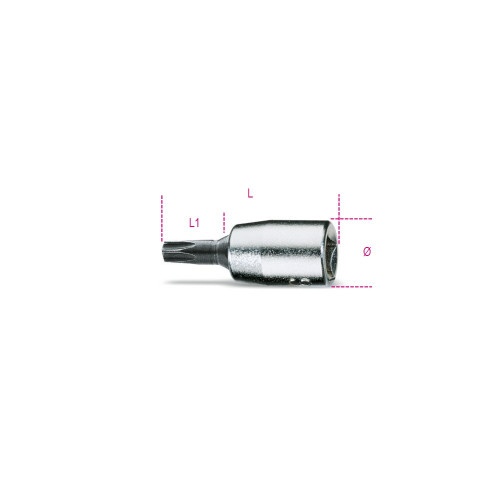 Beta Tools 1/4 in Socket Driver for Torx Head Screws, Chrome-Plated, T20