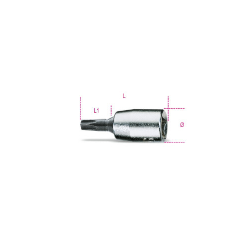 Beta Tools 1/4 in Socket Driver for Torx Head Screws, Chrome-Plated, T25