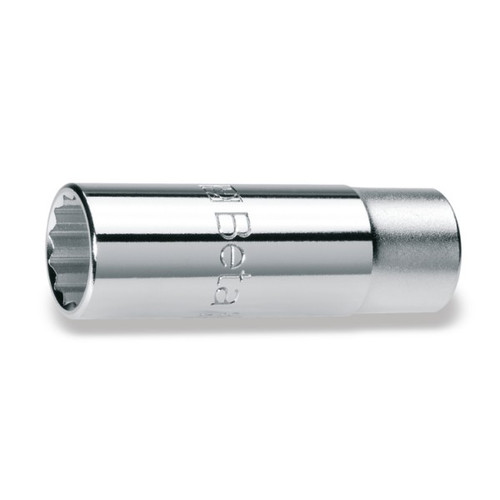 Beta Tools 1/4 in, Bi-Hexagon Hand Socket, Long Series, 12 Point 3/8 in Drive, Chrome-Plated