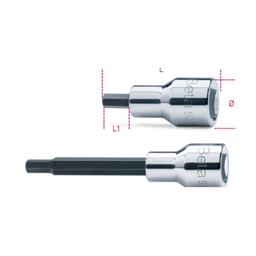 Beta Tools 14mm, 1/2 in Drive Hexagon Bit Socket, Chrome-Plated