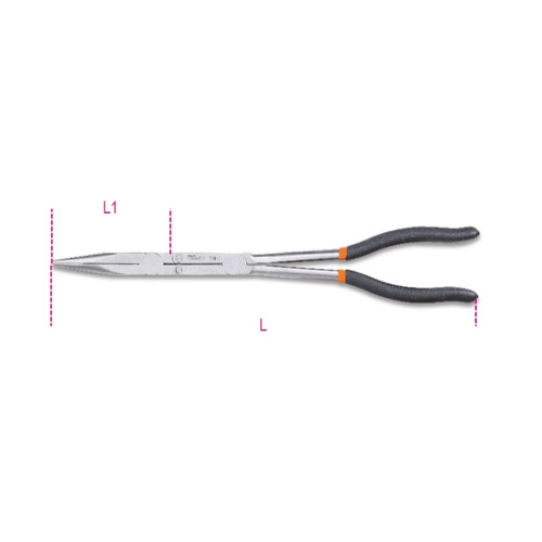 Beta Tools Extra-Long Needle Knurled Nose Plier - 11680070