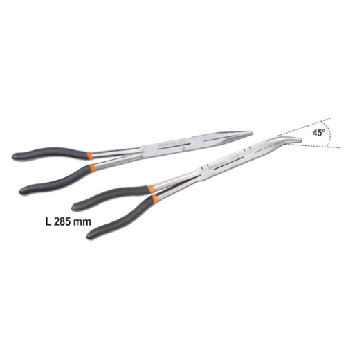 Beta Tools Set of 2 Extra-Long Knurled Double Swivel Nose Pliers