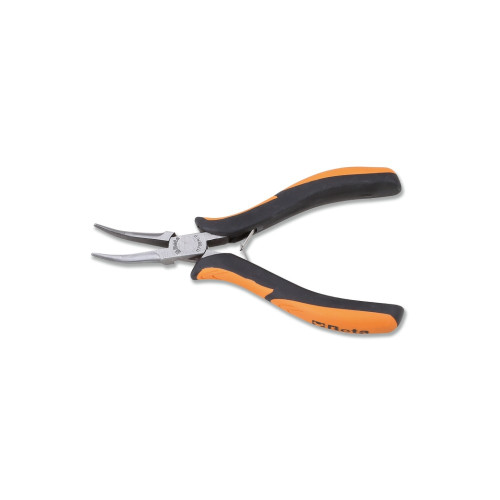Beta Tools Smooth Half-Round Long Bent Needle Nose Plier, OAL 140mm