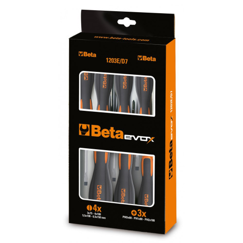 Beta Tools Set of 7 Evox Slotted and Phillips Screwdrivers