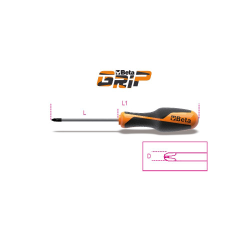 Beta Tools No. 0 Phillips Head Screwdriver, OAL 60mm