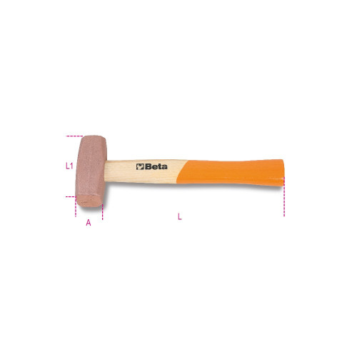 Beta Tools 35 oz Copper Head Drilling Hammer with Wooden Handle