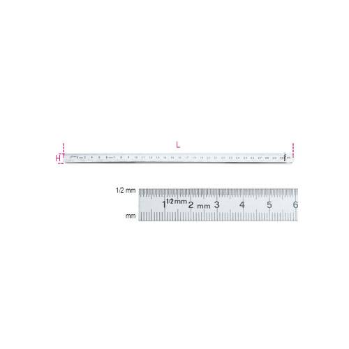 Beta Tools Flexible Graduated Rules, INOX Stainless Steel, OAL 300mm