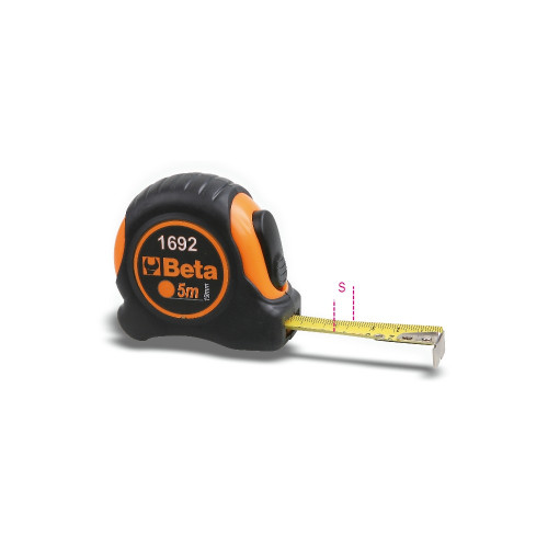 Beta Tools 5M Measuring Tape, Shock-Resistant Bi-Material ABS Casings, Steel, Precision Class: II