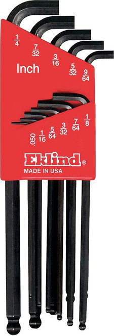 Eklind Set of 11 Long Stubby Ball End Hexagon L-Key 0.05 - 1/4 in with Holder