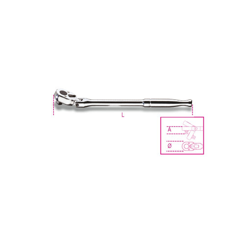 Beta Tools 3/8 in Drive Reversible Swivel Ratchet with Metal Handle