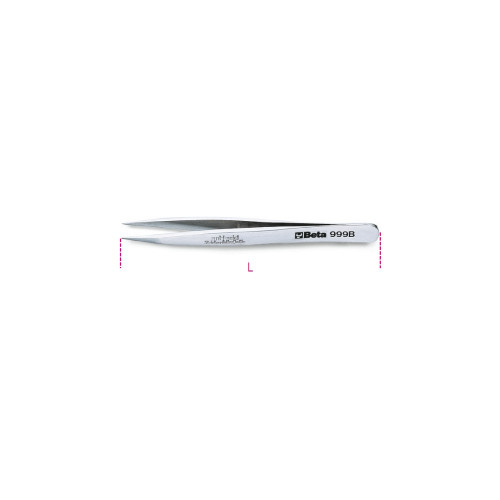 Beta Tools Strong Straight End Spring Tweezer, 120mm, INOX Stainless Steel