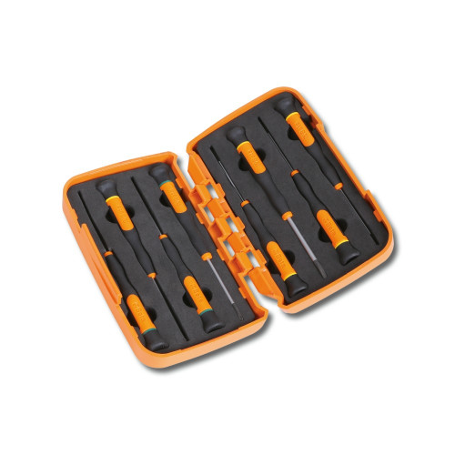 Beta Tools Set of 8 Micro-Screwdrivers for Slotted and Phillips Head Screws with Hard Case