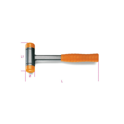 Beta Tools 50mm Dead-Blow Hammer with Interchangeable Plastic Faces and Steel Shaft