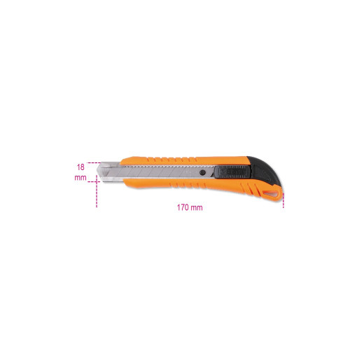 Beta Tools Utility Knife, 18mm, Supplied with 3 Blades