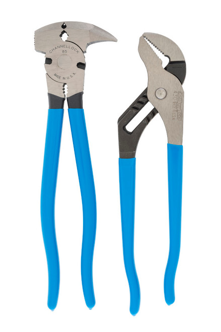 Channellock Set of 2 Pliers, 10 in Tongue and Groove, 10.5 in Fence Tool