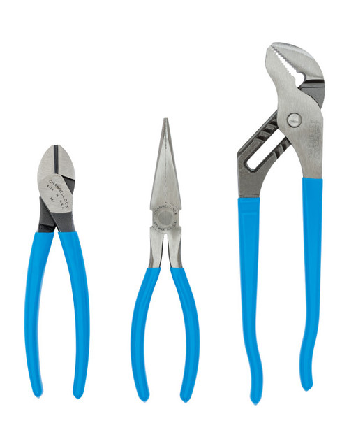 Channellock Set of 3 Long Nose Pliers with Cutter, Tongue and Groove