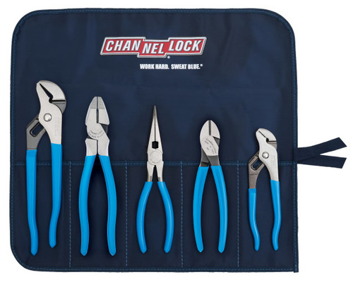 Channellock Set of 5 Professional Tool with Tool Roll, Blue Grip