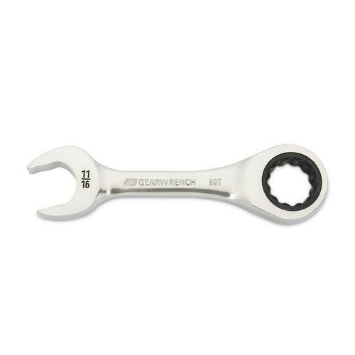 GEARWRENCH 90-Tooth 12-Point Stubby Combination Ratcheting Wrench, 11/16 in