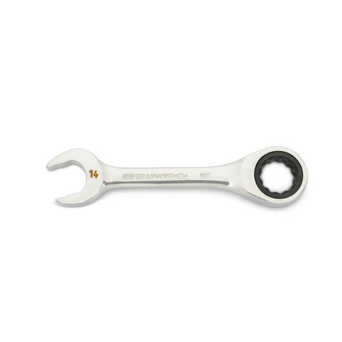 GEARWRENCH 90-Tooth 12-Point Stubby Combination Ratcheting Wrench, 14mm