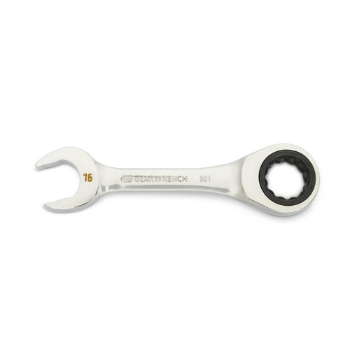 GEARWRENCH 90-Tooth 12-Point Stubby Combination Ratcheting Wrench, 16mm