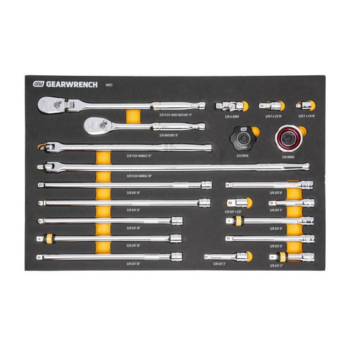 GEARWRENCH Set of 21 3/8 in Drive 90-Tooth Ratchet and Drive Tools in Foam Storage Tray