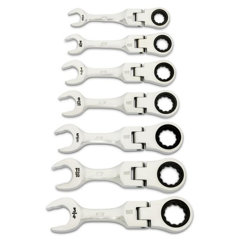 GEARWRENCH Set of 7 90-Tooth 12-Point Stubby SAE Flex Ratcheting Combination Wrenches