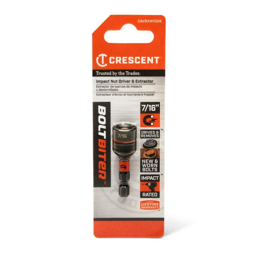CRESCENT Bolt Biter Impact Nut Driver and Extractor, 7/16 in x 1-7/8 in