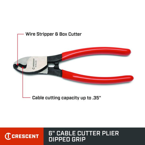 CRESCENT Cable Cutter Dipped Handle Plier, 6 in