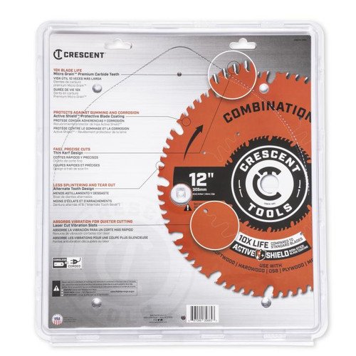 CRESCENT Combination Circular Saw Blade, 12 in x 60-Tooth
