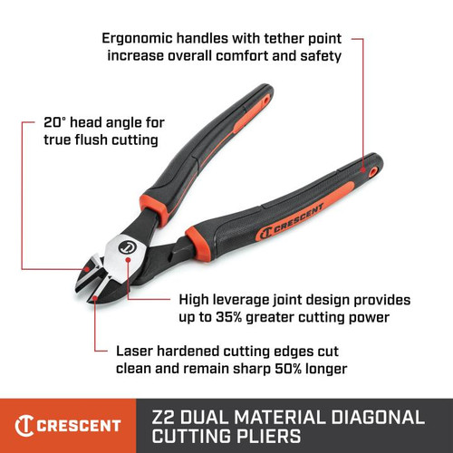 CRESCENT Diagonal Cutting Plier with Cushion Grip, 8 in
