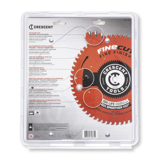 CRESCENT FineCut Fine Finishing Circular Saw Blade, 10 in x 60-Tooth