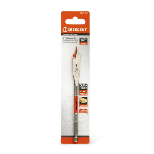 CRESCENT Flat Spade Drill Bit, 1/2 in x 6 in