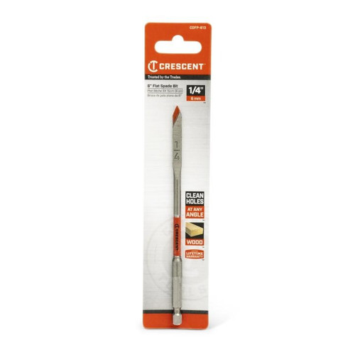 CRESCENT Flat Spade Drill Bit, 1/4 in x 6 in