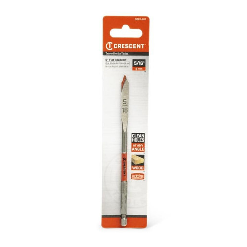 CRESCENT Flat Spade Drill Bit, 5/16 in x 6 in