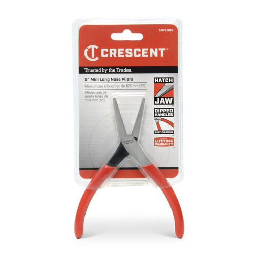 CRESCENT Long Flat Nose Plier with Mini Dipped Handle, 5 in