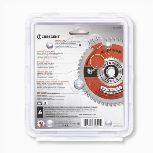 CRESCENT Medium Aluminum Circular Saw Blade, 5-3/8 in x 50-Tooth