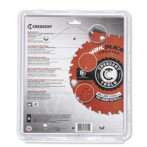 CRESCENT NailSlicer Framing Circular Saw Blade, 8-1/4 in x 24-Tooth